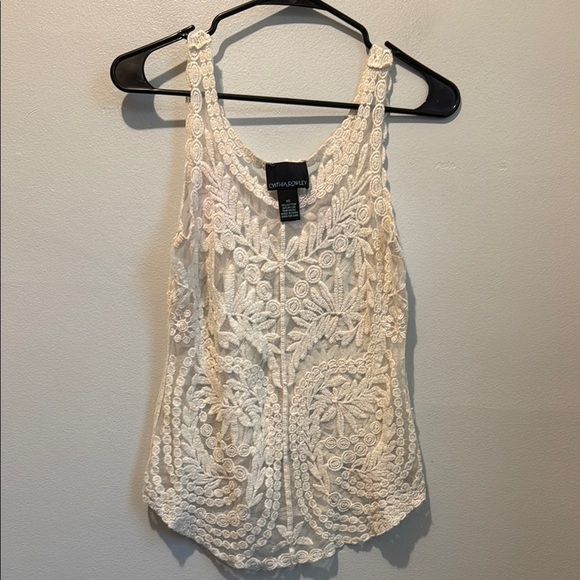 Cynthia Rowley XS Cream Lace Sheer Tank Top - Picture 2 of 6
